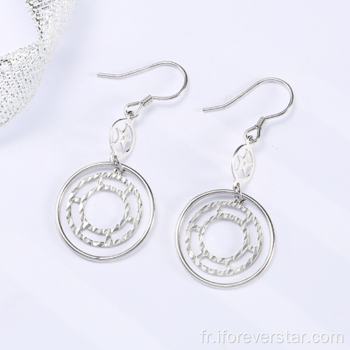 Bijoux Boho Grand Blanc CZ 925 Boucles d&#39;oreilles en argent